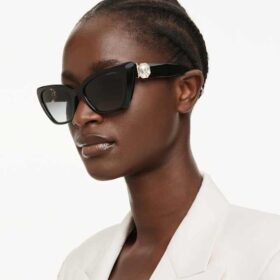 Lunettes de soleil de forme « œil de chat », Sk6047, noires