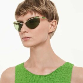 Lunettes de soleil de forme « œil de chat », Sk7039, teinte dorée