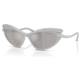 Lunettes de soleil de forme œil-de-chat, teinte argentée