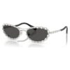 Lunettes de soleil de forme ovale, clip-on 2 en 1, Sk7044, teinte argentée
