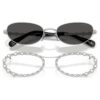 Lunettes de soleil de forme ovale, clip-on 2 en 1, Sk7044, teinte argentée