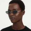 Lunettes de soleil de forme ovale, clip-on 2 en 1, Sk7044, teinte argentée