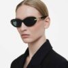 Lunettes de soleil de forme ovale, noires Lunettes de soleil de forme ovale, noires