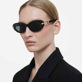 Lunettes de soleil de forme ovale, noires