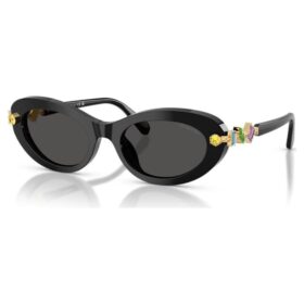 Lunettes de soleil de forme ovale, noires