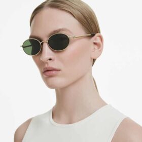 Lunettes de soleil de forme ovale, vertes