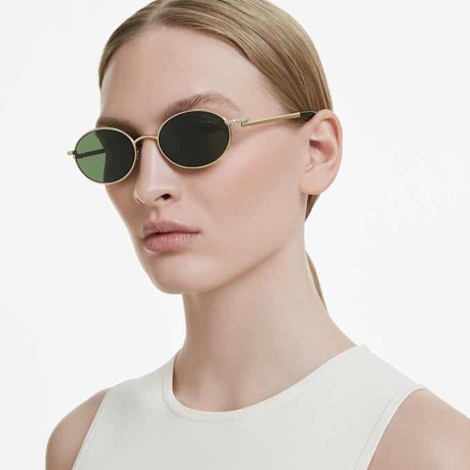 Lunettes de soleil de forme ovale, vertes Lunettes de soleil de forme ovale, vertes