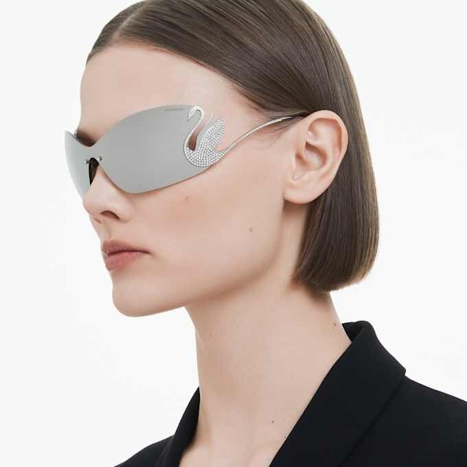 Lunettes de soleil de type masque, Swan, Sk7020, teinte argentée Lunettes de soleil de type masque, Swan, Sk7020, teinte argentée