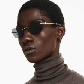 Lunettes de soleil en forme de coussin, Sk7038, dorées