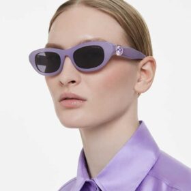 Lunettes de soleil en forme de coussin, violettes
