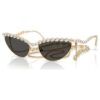 Lunettes de soleil forme œil de chat, chaîne, grises