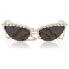 Lunettes de soleil forme œil de chat, chaîne, grises