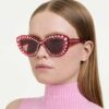 Lunettes de soleil forme œil de chat, Sk6060, rouges
