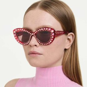 Lunettes de soleil forme œil de chat, Sk6060, rouges