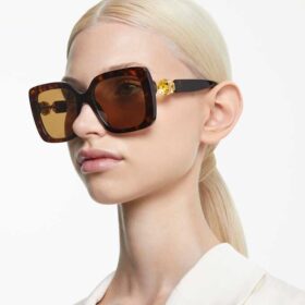 Lunettes de soleil oversize, forme carrée, SK6001, marron
