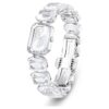 Montre-bracelet à cristaux taille octogonale, blanche, en acier inoxydable Montre-bracelet à cristaux taille octogonale, blanche, en acier inoxydable
