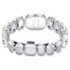 Montre-bracelet à cristaux taille octogonale, blanche, en acier inoxydable Montre-bracelet à cristaux taille octogonale, blanche, en acier inoxydable