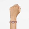 Montre-bracelet à cristaux taille octogonale, rose, finition or rose