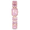 Montre-bracelet à cristaux taille octogonale, rose, finition or rose