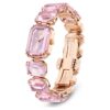 Montre-bracelet à cristaux taille octogonale, rose, finition or rose