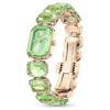 Montre-bracelet à cristaux taille octogonale, verte, finition dorée champagne