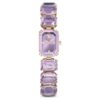 Montre à bracelet à cristaux taille octogonale, violet, finition dorée champagne Montre à bracelet à cristaux taille octogonale, violet, finition dorée champagne