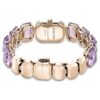 Montre à bracelet à cristaux taille octogonale, violet, finition dorée champagne Montre à bracelet à cristaux taille octogonale, violet, finition dorée champagne