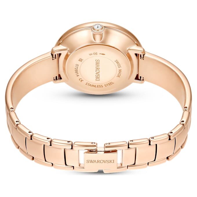 Montre-bracelet Crystalline « Swiss Made », bracelet en métal, beige, finition couleur or rose Montre-bracelet Crystalline « Swiss Made », bracelet en métal, beige, finition couleur or rose