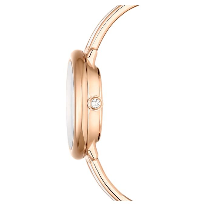 Montre-bracelet Crystalline « Swiss Made », bracelet en métal, blanche, finition dorée rose Montre-bracelet Crystalline « Swiss Made », bracelet en métal, blanche, finition dorée rose