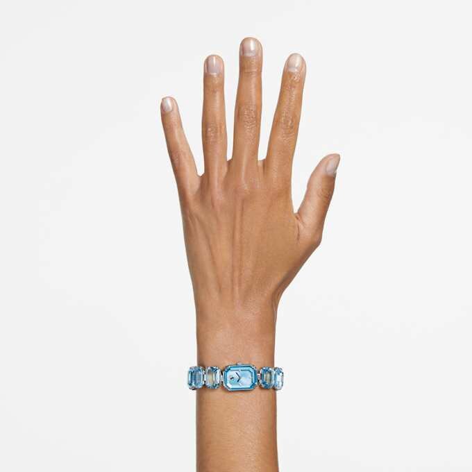Montre à bracelet à facettes octogonales, bleue, acier inoxydable Montre à bracelet à facettes octogonales, bleue, acier inoxydable