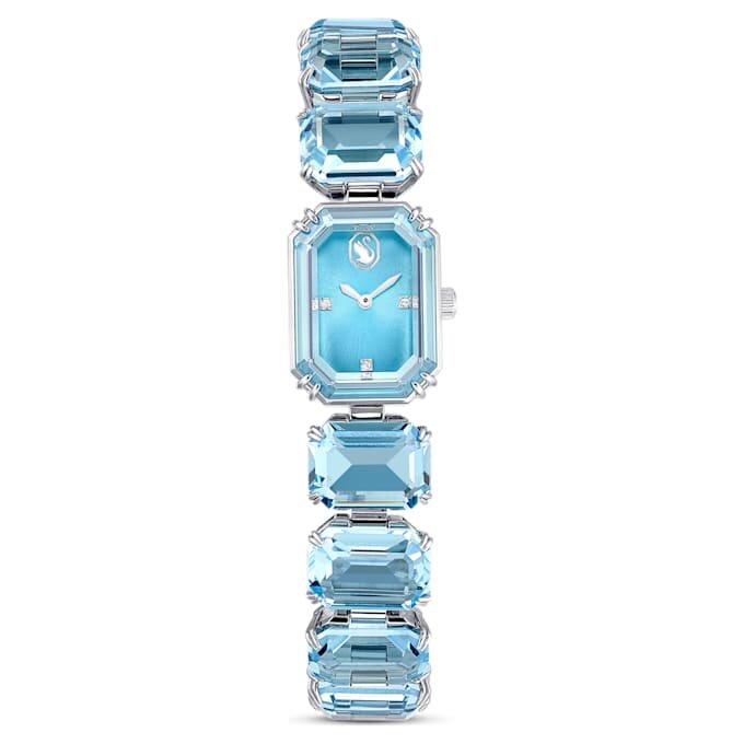 Montre à bracelet à facettes octogonales, bleue, acier inoxydable Montre à bracelet à facettes octogonales, bleue, acier inoxydable