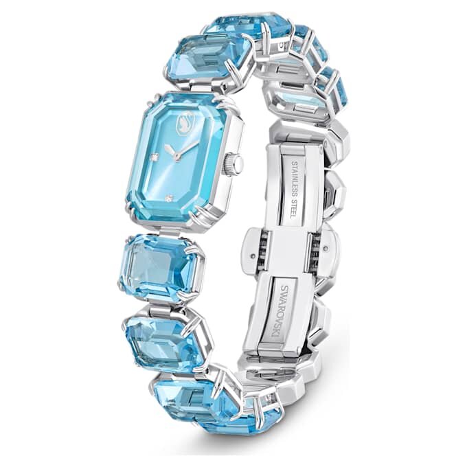 Montre à bracelet à facettes octogonales, bleue, acier inoxydable Montre à bracelet à facettes octogonales, bleue, acier inoxydable