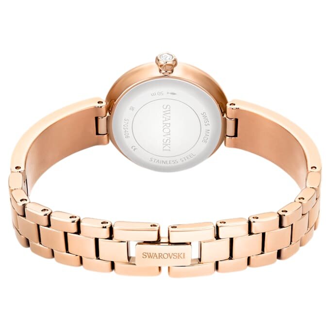 Montre-bracelet Matrix Pearl, fabrication suisse, bracelet en cristaux, blanc, finition dorée Montre-bracelet Matrix Pearl, fabrication suisse, bracelet en cristaux, blanc, finition dorée