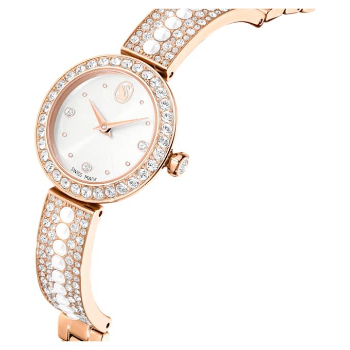 Montre-bracelet Matrix Pearl, fabrication suisse, bracelet en cristaux, blanc, finition dorée Montre-bracelet Matrix Pearl, fabrication suisse, bracelet en cristaux, blanc, finition dorée