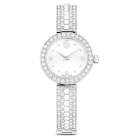 Montre-bracelet Matrix Pearl « Swiss Made », bracelet en cristaux, blanc, acier inoxydable