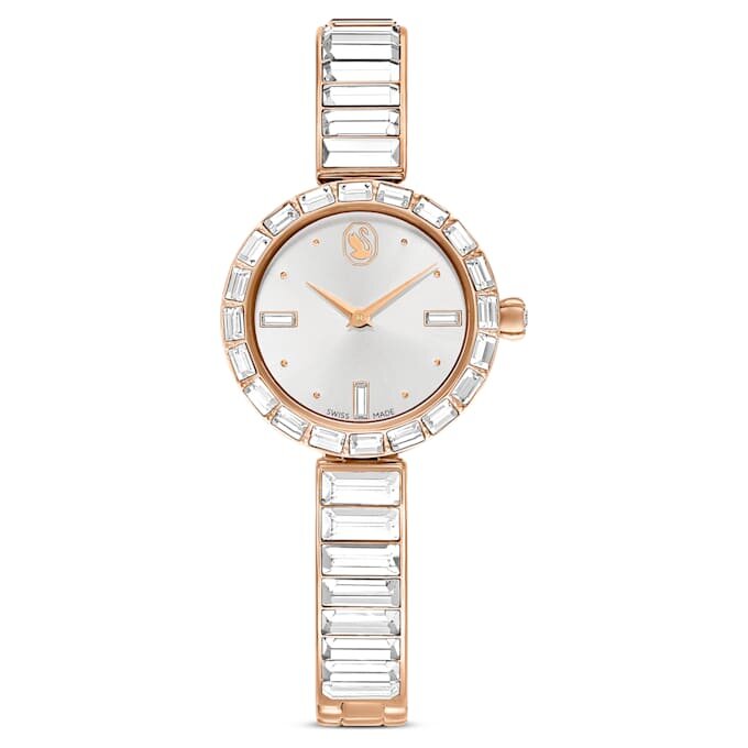 Montre-bracelet Matrix « Swiss Made », bracelet à cristaux, blanc, finition ton or rose Montre-bracelet Matrix « Swiss Made », bracelet à cristaux, blanc, finition ton or rose