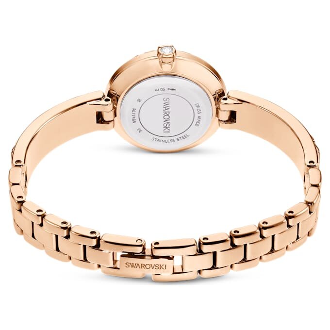 Montre-bracelet Matrix « Swiss Made », bracelet à cristaux, blanc, finition ton or rose Montre-bracelet Matrix « Swiss Made », bracelet à cristaux, blanc, finition ton or rose