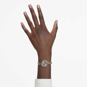 Montre-bracelet Matrix « Swiss Made », bracelet en cristaux, gris, finition or rose