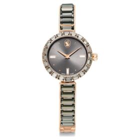 Montre-bracelet Matrix « Swiss Made », bracelet en cristaux, gris, finition or rose