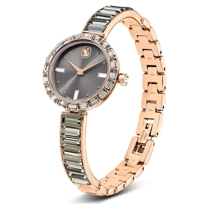 Montre-bracelet Matrix « Swiss Made », bracelet en cristaux, gris, finition or rose Montre-bracelet Matrix « Swiss Made », bracelet en cristaux, gris, finition or rose