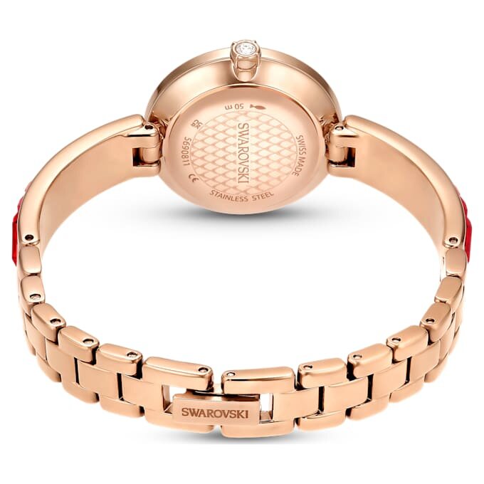 Montre-bracelet Matrix « Swiss Made », bracelet en cristaux, rouge, finition ton or rose Montre-bracelet Matrix « Swiss Made », bracelet en cristaux, rouge, finition ton or rose