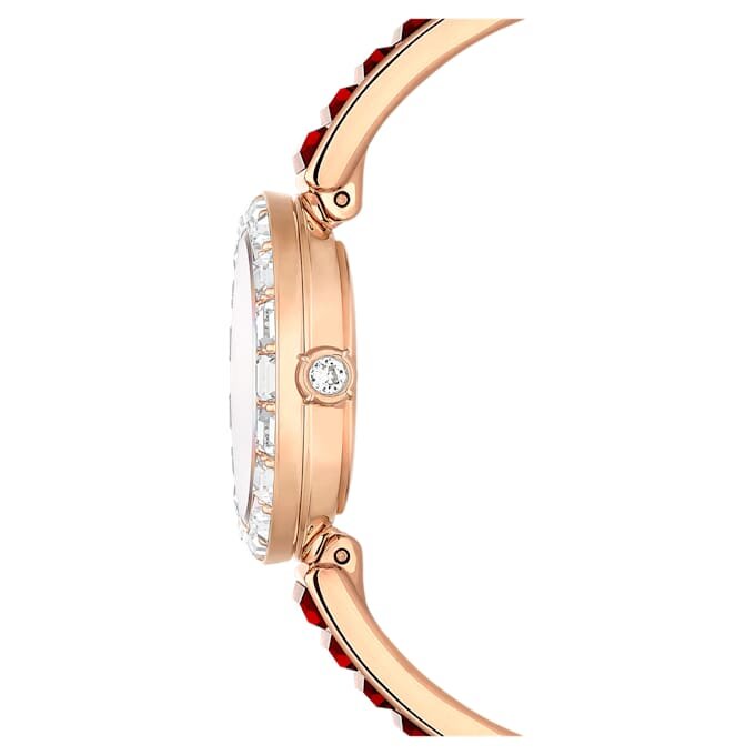 Montre-bracelet Matrix « Swiss Made », bracelet en cristaux, rouge, finition ton or rose Montre-bracelet Matrix « Swiss Made », bracelet en cristaux, rouge, finition ton or rose