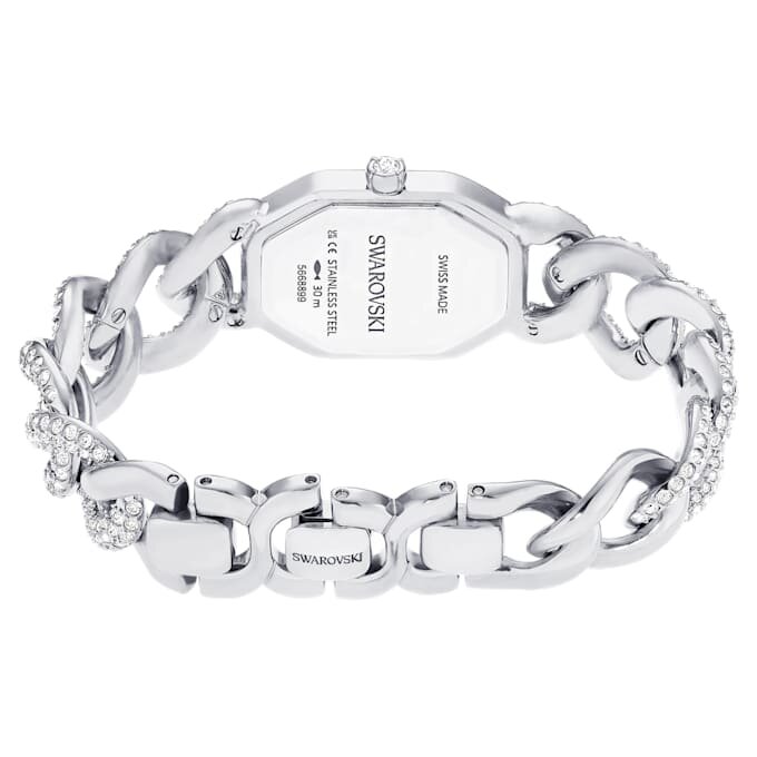 Montre à chaîne Dextera « Swiss Made », bracelet en cristaux, teinte argentée, acier inoxydable Montre à chaîne Dextera « Swiss Made », bracelet en cristaux, teinte argentée, acier inoxydable