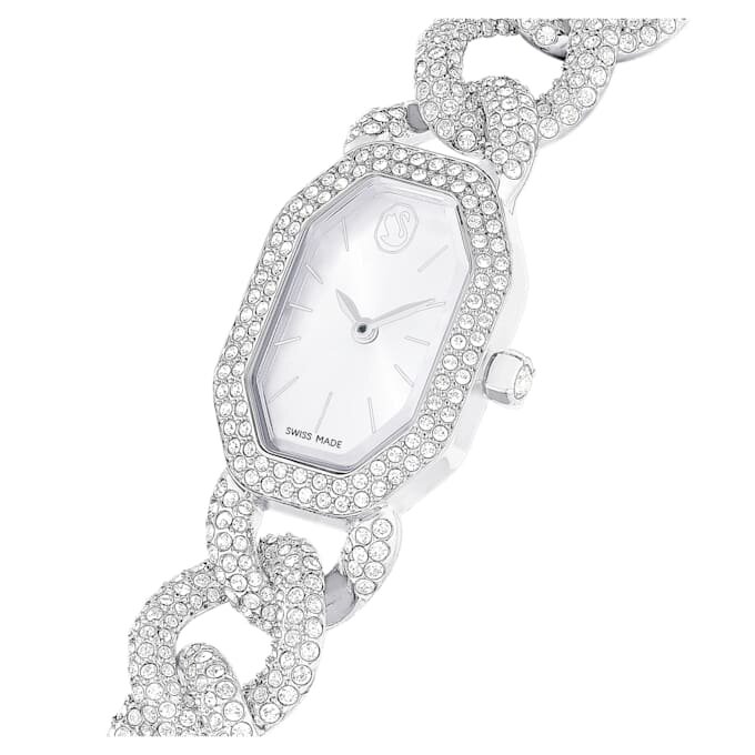 Montre à chaîne Dextera « Swiss Made », bracelet en cristaux, teinte argentée, acier inoxydable Montre à chaîne Dextera « Swiss Made », bracelet en cristaux, teinte argentée, acier inoxydable