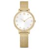 Montre Clarica « Swiss Made », bracelet en métal, teinte dorée, finition dorée