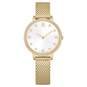 Montre Clarica « Swiss Made », bracelet en métal, teinte dorée, finition dorée
