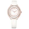 Montre Crystalline Aura « Swiss Made », bracelet en cuir, blanche, finition dorée rose Montre Crystalline Aura « Swiss Made », bracelet en cuir, blanche, finition dorée rose