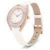 Montre Crystalline Aura « Swiss Made », bracelet en cuir, blanche, finition dorée rose Montre Crystalline Aura « Swiss Made », bracelet en cuir, blanche, finition dorée rose