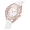 Montre Crystalline Aura « Swiss Made », bracelet en cuir, blanche, finition dorée rose Montre Crystalline Aura « Swiss Made », bracelet en cuir, blanche, finition dorée rose