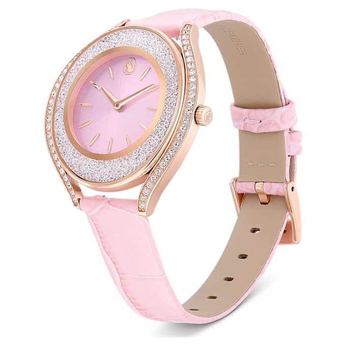 Montre Crystalline Aura « Swiss Made », bracelet en cuir, rose, finition dorée rose Montre Crystalline Aura « Swiss Made », bracelet en cuir, rose, finition dorée rose